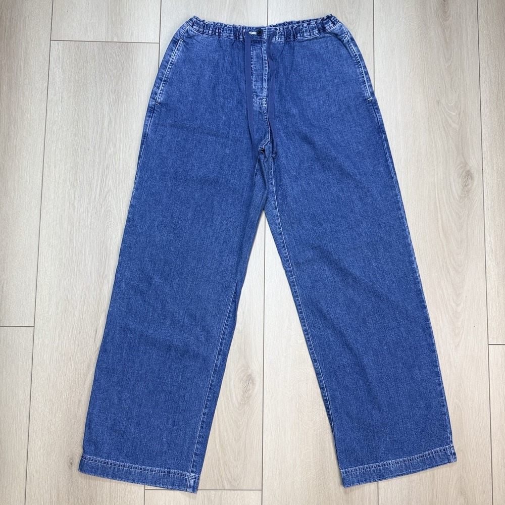 Y2K Ann Taylor Jeans Womens 4P Blue Denim Elastic Waist Wide Leg Pants NWT 29 In